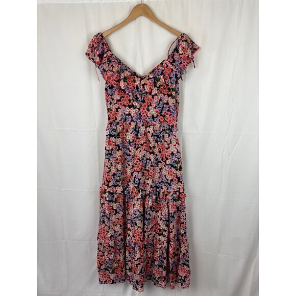 Banjanan Women's Twiggy Floral Monach Pink Tiered Maxi Dress Size S - Picture 6 of 10